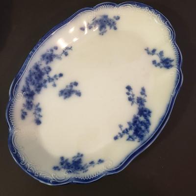 LOT 98K: Antique Grindley Flow Blue Serving Platter, Favolina Summer Garden Set & Azalea Teacup/Saucer