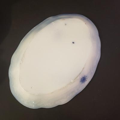 LOT 98K: Antique Grindley Flow Blue Serving Platter, Favolina Summer Garden Set & Azalea Teacup/Saucer