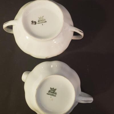 LOT 98K: Antique Grindley Flow Blue Serving Platter, Favolina Summer Garden Set & Azalea Teacup/Saucer