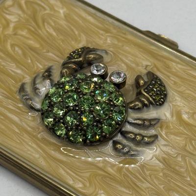 LOT 116J: Vintage Brass Rhinestone Crab Business Card Holder