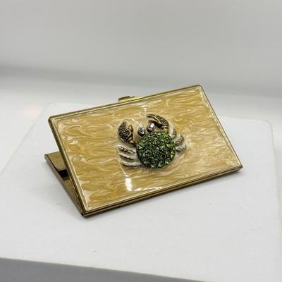 LOT 116J: Vintage Brass Rhinestone Crab Business Card Holder