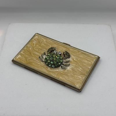 LOT 116J: Vintage Brass Rhinestone Crab Business Card Holder