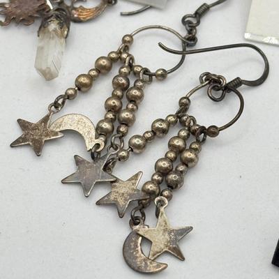LOT 117J: Stars + Moons Pierced Earrings, Heidie & Jo Star Charm Set, Peace Sign Earrings & More