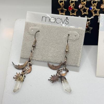 LOT 117J: Stars + Moons Pierced Earrings, Heidie & Jo Star Charm Set, Peace Sign Earrings & More