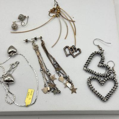 LOT 118J: Hearts Collection: Wire Metal Earrings, Bracelets & More