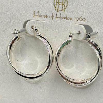 LOT 119J: Hoop Earrings: Silver Plated w/ Swarovski Crystals, House of Harlow 1960, Croft & Barrow Sensitive Ears Set & More