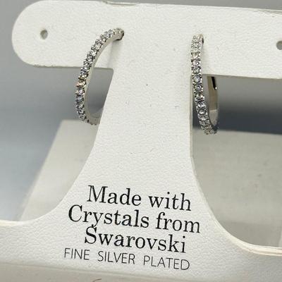 LOT 119J: Hoop Earrings: Silver Plated w/ Swarovski Crystals, House of Harlow 1960, Croft & Barrow Sensitive Ears Set & More