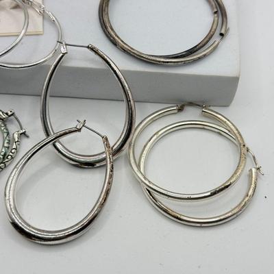 LOT 119J: Hoop Earrings: Silver Plated w/ Swarovski Crystals, House of Harlow 1960, Croft & Barrow Sensitive Ears Set & More