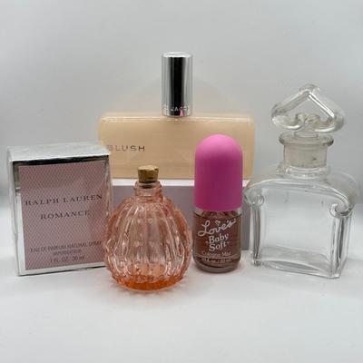 LOT 128K: NIP Ralph Lauren Romance Perfume, Opened Love's Baby Soft & Empty Perfume Bottles