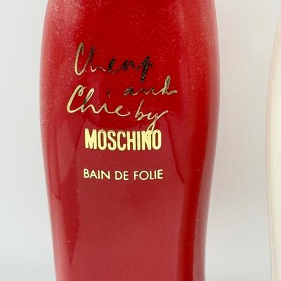 LOT 131K: Cherry & Chic by Moschino Bottles (empty), Guerlain Red Perfume Bottle (empty) & Empty Romance by Ralph Lauren