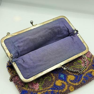 LOT 133K: Vintage Beaded German Handbag & Corde Bead Change Purse