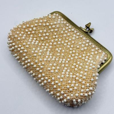 LOT 133K: Vintage Beaded German Handbag & Corde Bead Change Purse