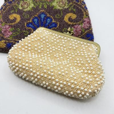 LOT 133K: Vintage Beaded German Handbag & Corde Bead Change Purse