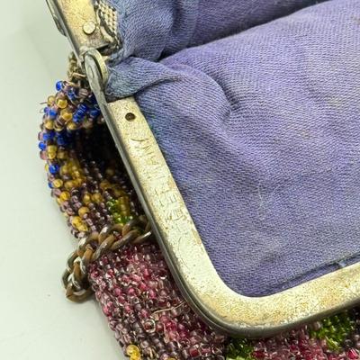 LOT 133K: Vintage Beaded German Handbag & Corde Bead Change Purse