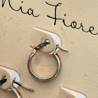 LOT 137J: Three Pairs New Mia Fiore Italian Sterling Silver Earrings w/ Matching 925 Earrings & Pin (14.18g)