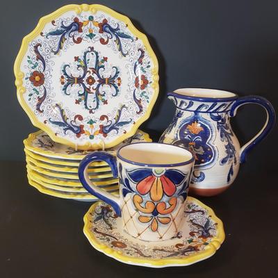 LOT 142L: Italian Ceramic Dinnerware with Italian Style Pitcher & Mug