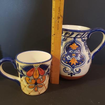 LOT 142L: Italian Ceramic Dinnerware with Italian Style Pitcher & Mug