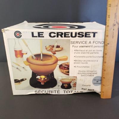 LOT 145F: Le Creuset Slate Blue Fondue Set New in Box
