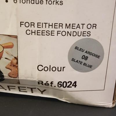 LOT 145F: Le Creuset Slate Blue Fondue Set New in Box