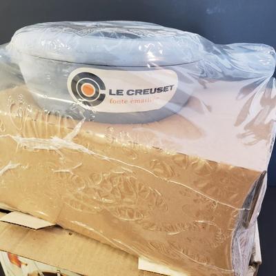 LOT 145F: Le Creuset Slate Blue Fondue Set New in Box