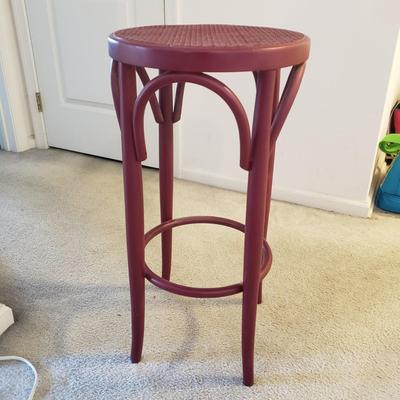 LOT 148M: Thonet Style Bentwood Cane Top Side Table/Stool & Pier One Daisy Upholstered Chair