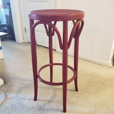 LOT 148M: Thonet Style Bentwood Cane Top Side Table/Stool & Pier One Daisy Upholstered Chair
