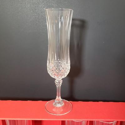 LOT 151L: Crystal Knife & Cake Server, Stemware Set in Box & Intl Silver Co Salt & Pepper Shakers