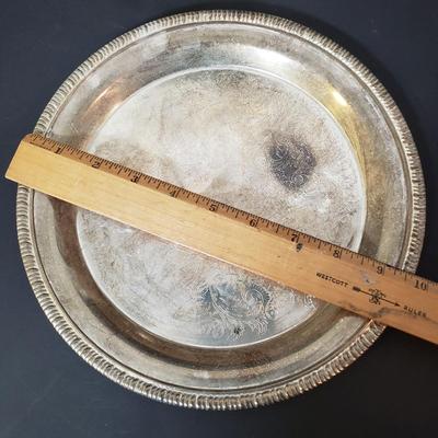 LOT 152L: Silverplate Serving Tray, Teaset, Wishing Spoons & Champagne Bottle/Ice Bucket Salt & Pepper Set