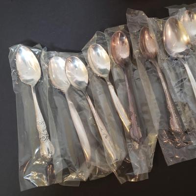 LOT 152L: Silverplate Serving Tray, Teaset, Wishing Spoons & Champagne Bottle/Ice Bucket Salt & Pepper Set