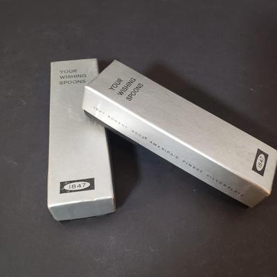 LOT 152L: Silverplate Serving Tray, Teaset, Wishing Spoons & Champagne Bottle/Ice Bucket Salt & Pepper Set