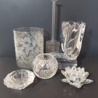 LOT 154L: Orrefors Vase & Candle Holder, Lotus Flower Candle Holder & More