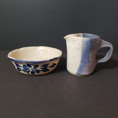 LOT 156L: Rowe Pottery Heart Dish, Salmon Falls Soap Dispenser, Watson Pottery Pear Dish & More