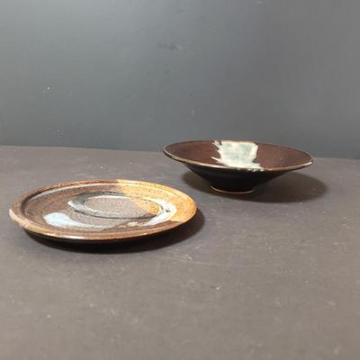 LOT 156L: Rowe Pottery Heart Dish, Salmon Falls Soap Dispenser, Watson Pottery Pear Dish & More