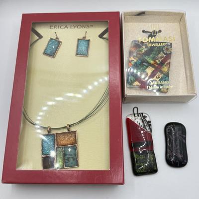 LOT 162J: Erica Lyons Necklace & Earring Set in Box, Tommasi Jewellery Murano Glass Necklace & More