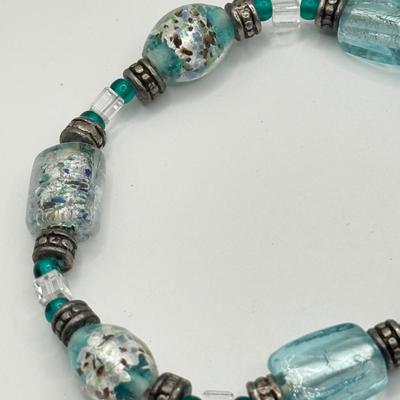 LOT 163J: Vintage Blue Glass Bead Earrings & Bracelets, Sea Glass Earrings, More Blue Bead Bracelets & More