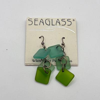 LOT 163J: Vintage Blue Glass Bead Earrings & Bracelets, Sea Glass Earrings, More Blue Bead Bracelets & More