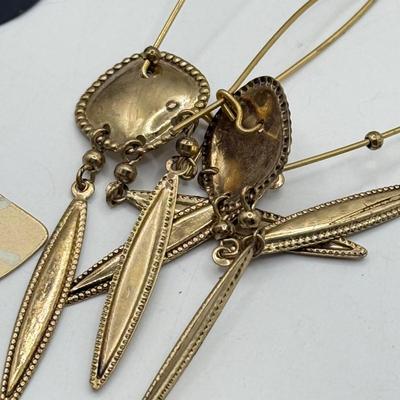 LOT 167J: Boho Tribal Brass & More Pierced Drop Earrings