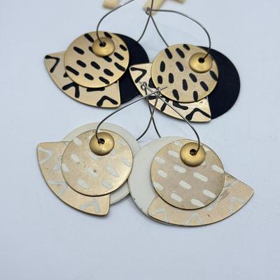 LOT 167J: Boho Tribal Brass & More Pierced Drop Earrings