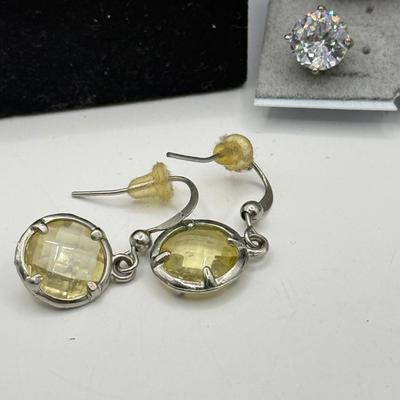 LOT 168J: Brilliance Swarovski Crystal Interchangeable Earring Set, CZ Studs in Various Sizes & More Pierced Earrings