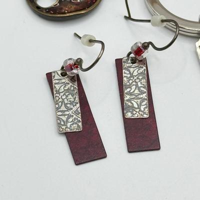 LOT 172J: Moody Reds: Mini Coach Leather Picture Frame, Necklaces, Pierced Earrings & More