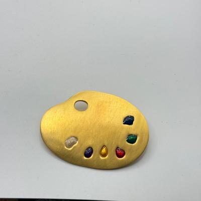 LOT 173J: Artist's Collection: Large Ceramic Paint Palette Pin, Pendant, Brooches & Sunset NWT Earrings