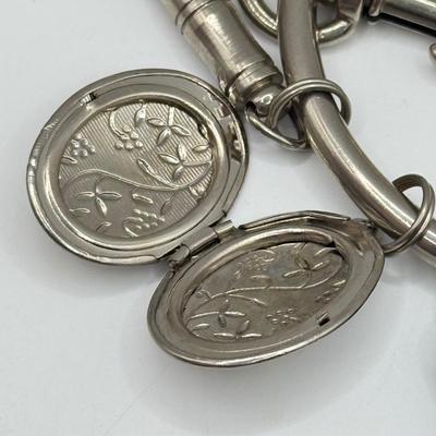 LOT 174J: Charm Bracelet full of Heart Charms, a Locket & Keychains