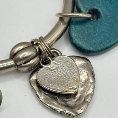 LOT 174J: Charm Bracelet full of Heart Charms, a Locket & Keychains