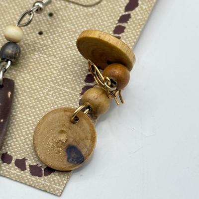 LOT 177J: Wooden Bangles, Fruit Bowl Ring, Eurasian Artisans Earrings & Small Wood Earrings