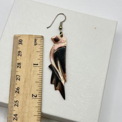 LOT 178J: Abalone & Shell Earrings including Fantastic Pair of Carved Bird Earrings