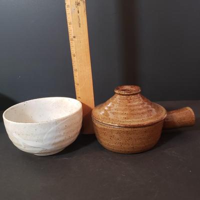 LOT 182K: Large Mortar & Pestle made in England with Stoneware Kitchen Necessities Assortment