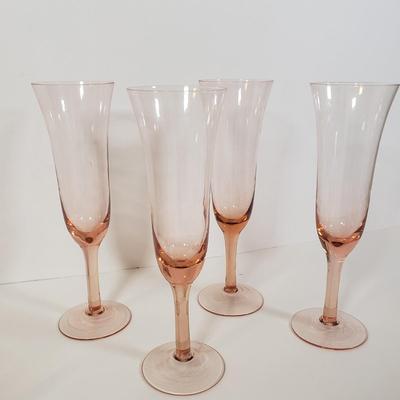 LOT 185K: Pink Depression Glass Decorative Bowl, Footed Dish, Stemware & More