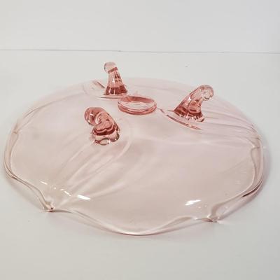 LOT 185K: Pink Depression Glass Decorative Bowl, Footed Dish, Stemware & More