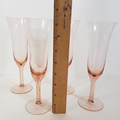 LOT 185K: Pink Depression Glass Decorative Bowl, Footed Dish, Stemware & More