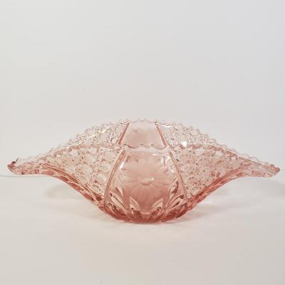 LOT 185K: Pink Depression Glass Decorative Bowl, Footed Dish, Stemware & More